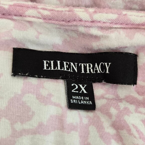 Ellen Tracy Pink & White Animal Print V-Neck Caftan Dress 2X Lounge Wear - Picture 7 of 9